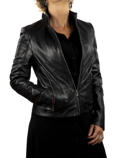 Chaqueta de piel lisa entallada MAIKA - Imagen 5