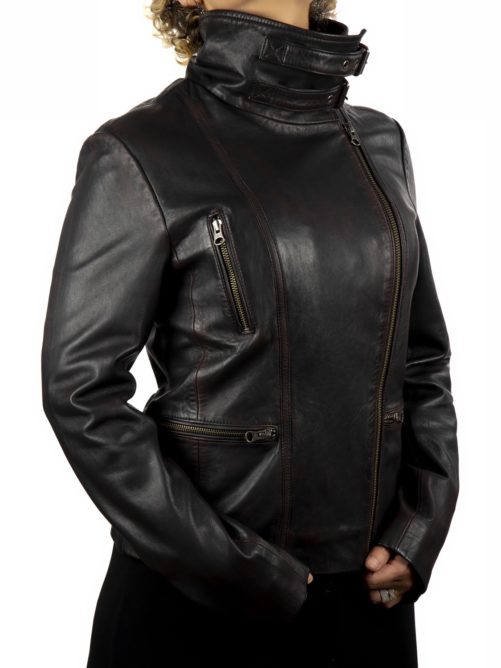 Leder-Bikerjacke SARA.