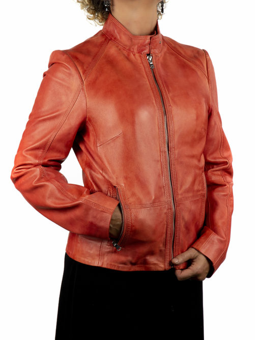 Chaqueta de piel lisa entallada MAIKA - Imagen 4