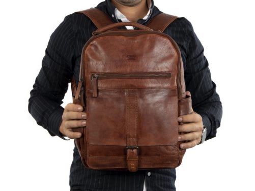 Mochila unisex de piel rustica - Imagen 2