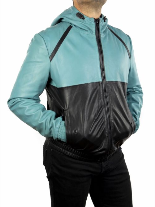 Zweifarbige Lederjacke KOM