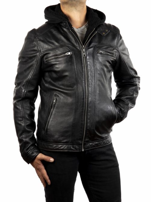 Chaqueta de piel con capucha DRINK - Imagen 2