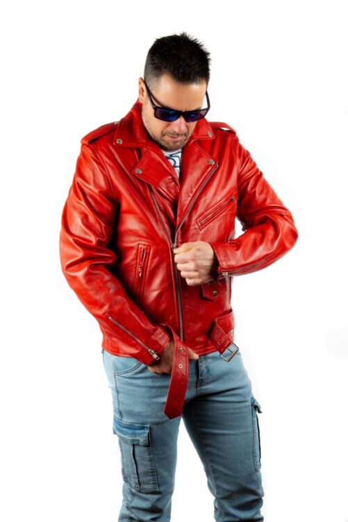 ROCKERA Zweireiher-Jacke aus Leder – Bild 8