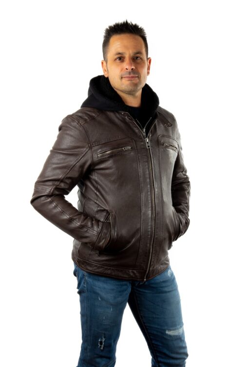Chaqueta de piel con capucha DRINK - Imagen 7
