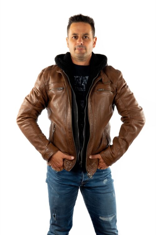 Chaqueta de piel con capucha DRINK - Imagen 13