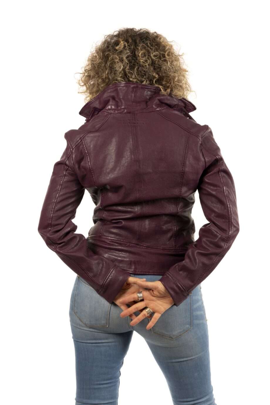 Chaqueta de Cuero Cruzada de Efecto Gastado VIDEO