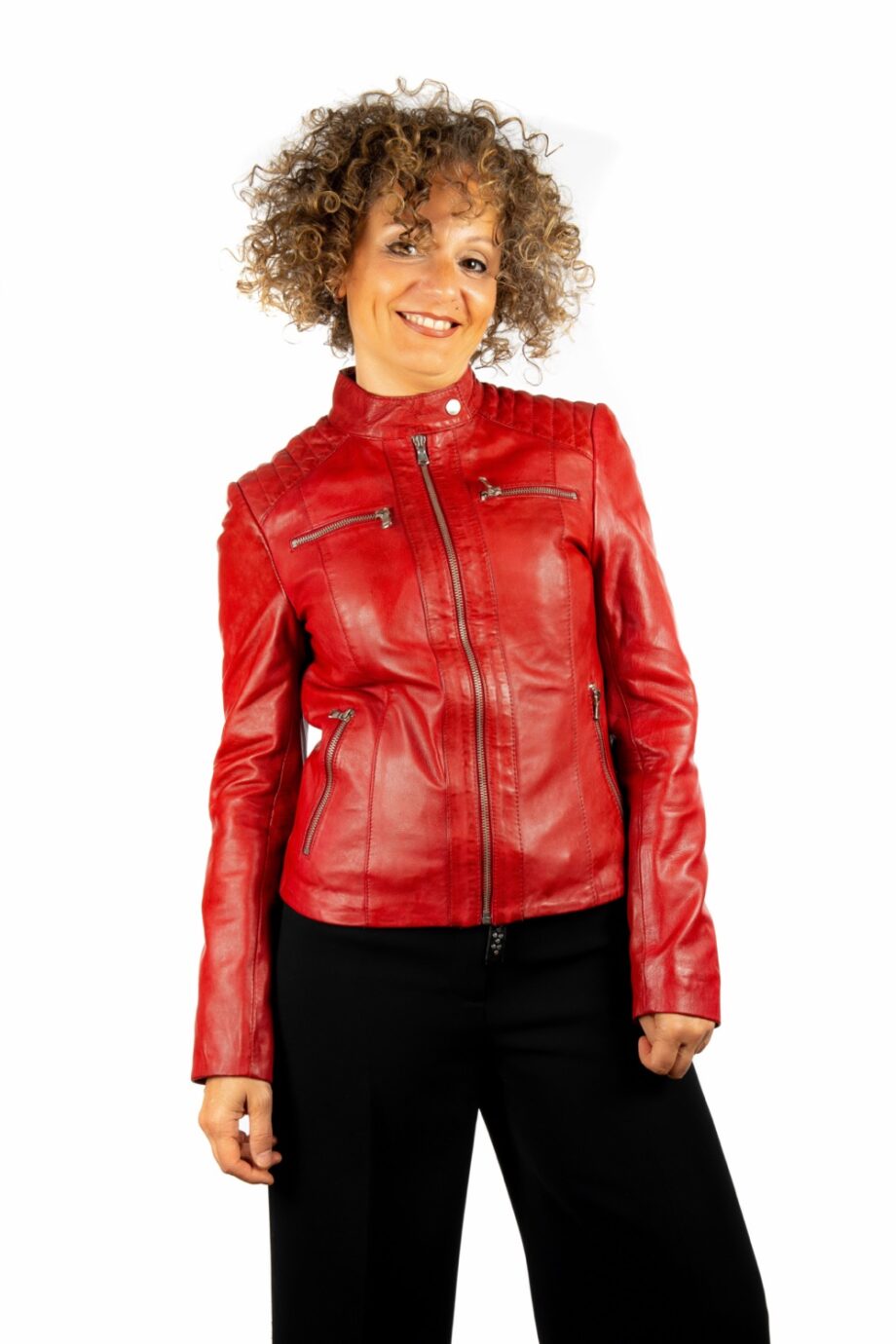 Chaqueta biker de piel BERRY