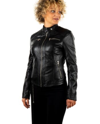 Chaqueta biker de piel BERRY