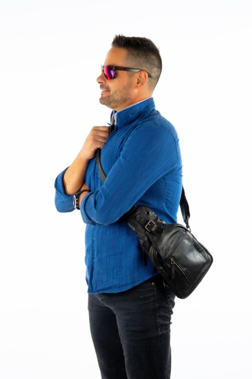 Mochila de piel con tira en bandolera - Imagen 2