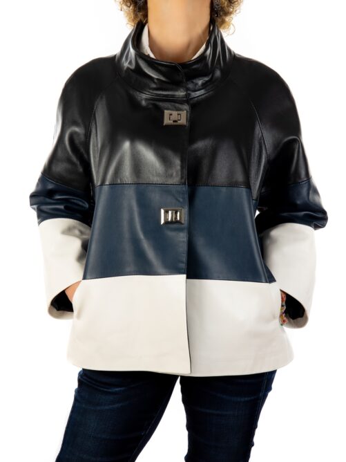 Dreifarbige Jacke aus Nappaleder, VICTORIA – Bild 2