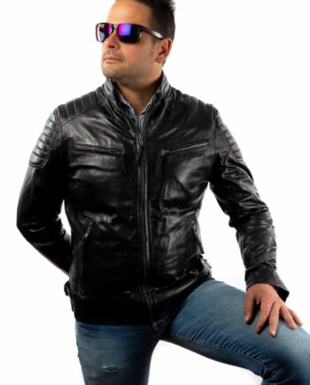 Chaqueta biker de piel COOPER