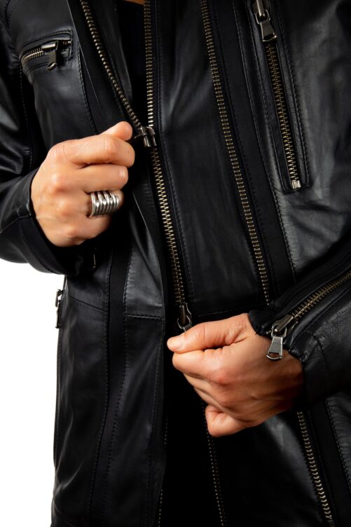 Chaqueta de piel y neopreno KDOS - Imagen 4