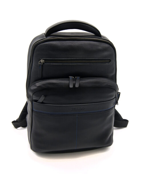 Mochila de piel contrastada