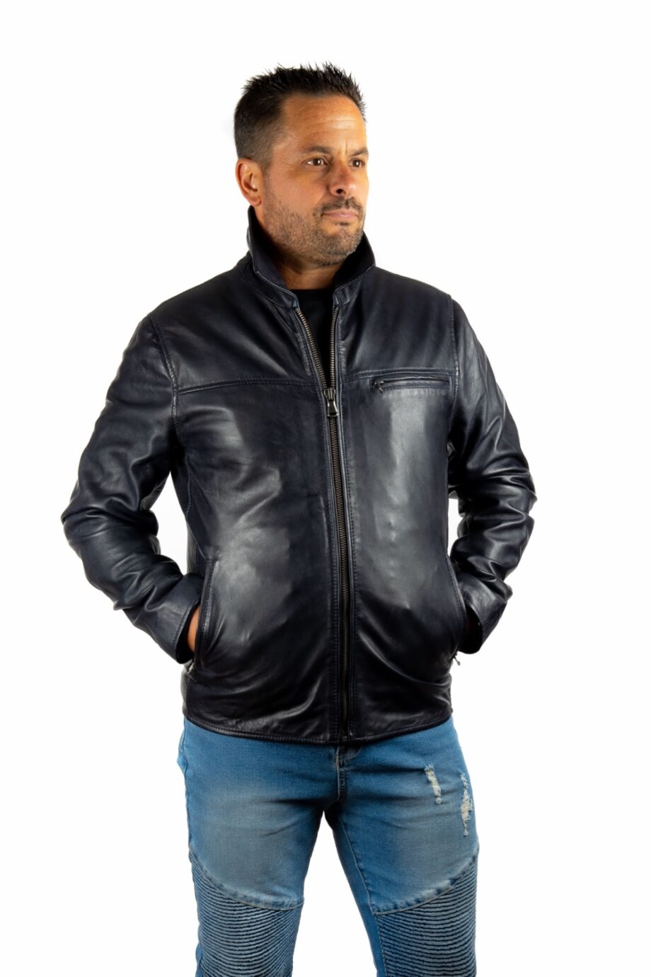 Chaqueta básica de piel BOX