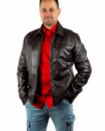 Chaqueta básica de piel BOX