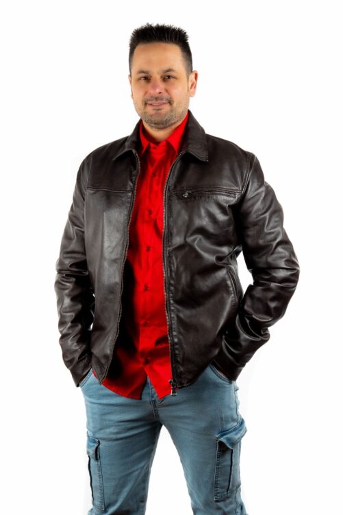 Chaqueta básica de piel BOX
