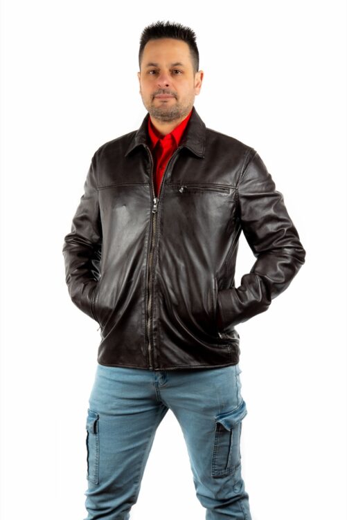 Chaqueta básica de piel BOX - Imagen 3