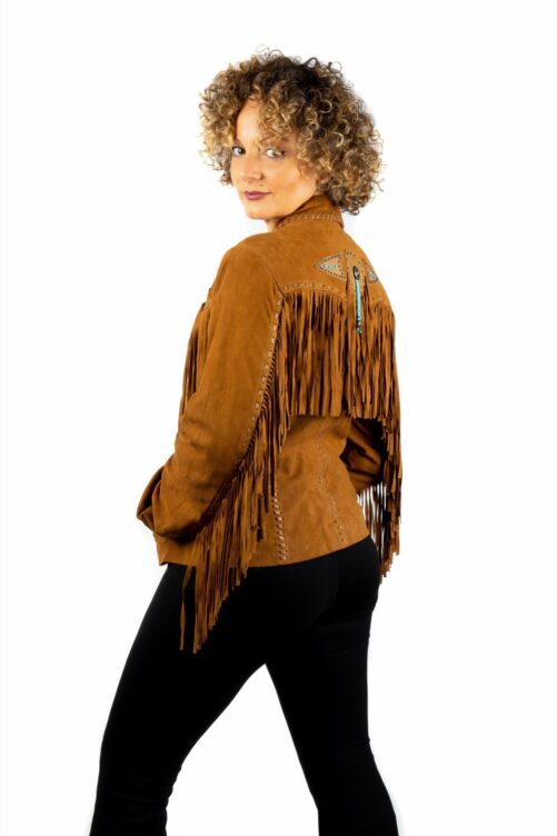 Jacke aus Wildleder mit Fransen SILBER