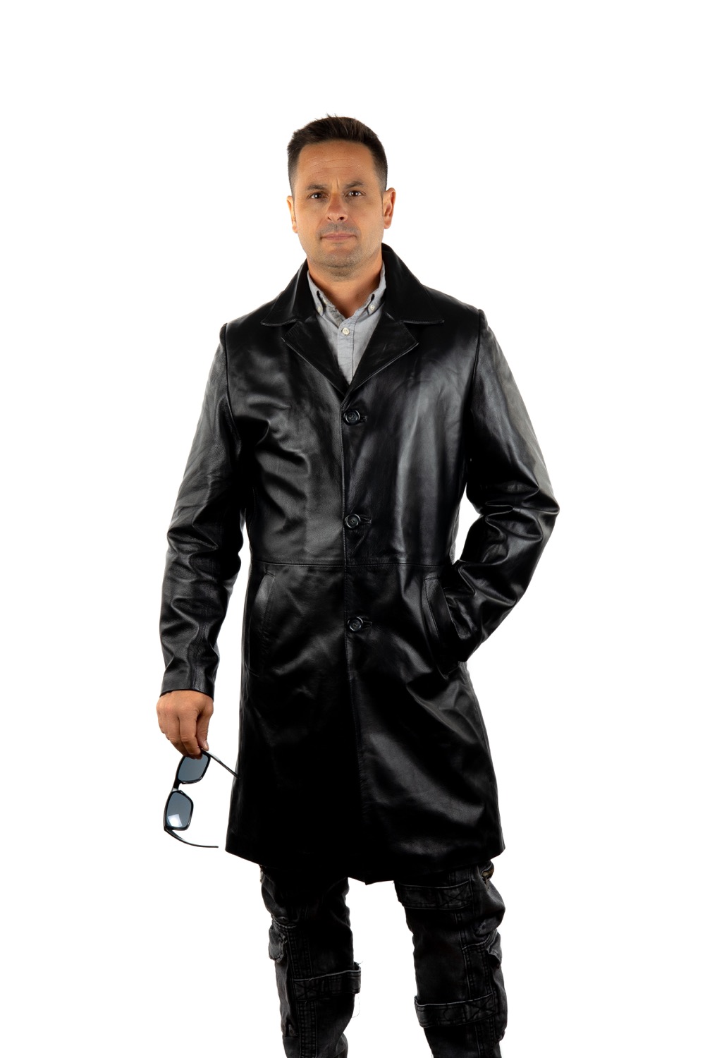 Cazadora piel cruzada hombre deals