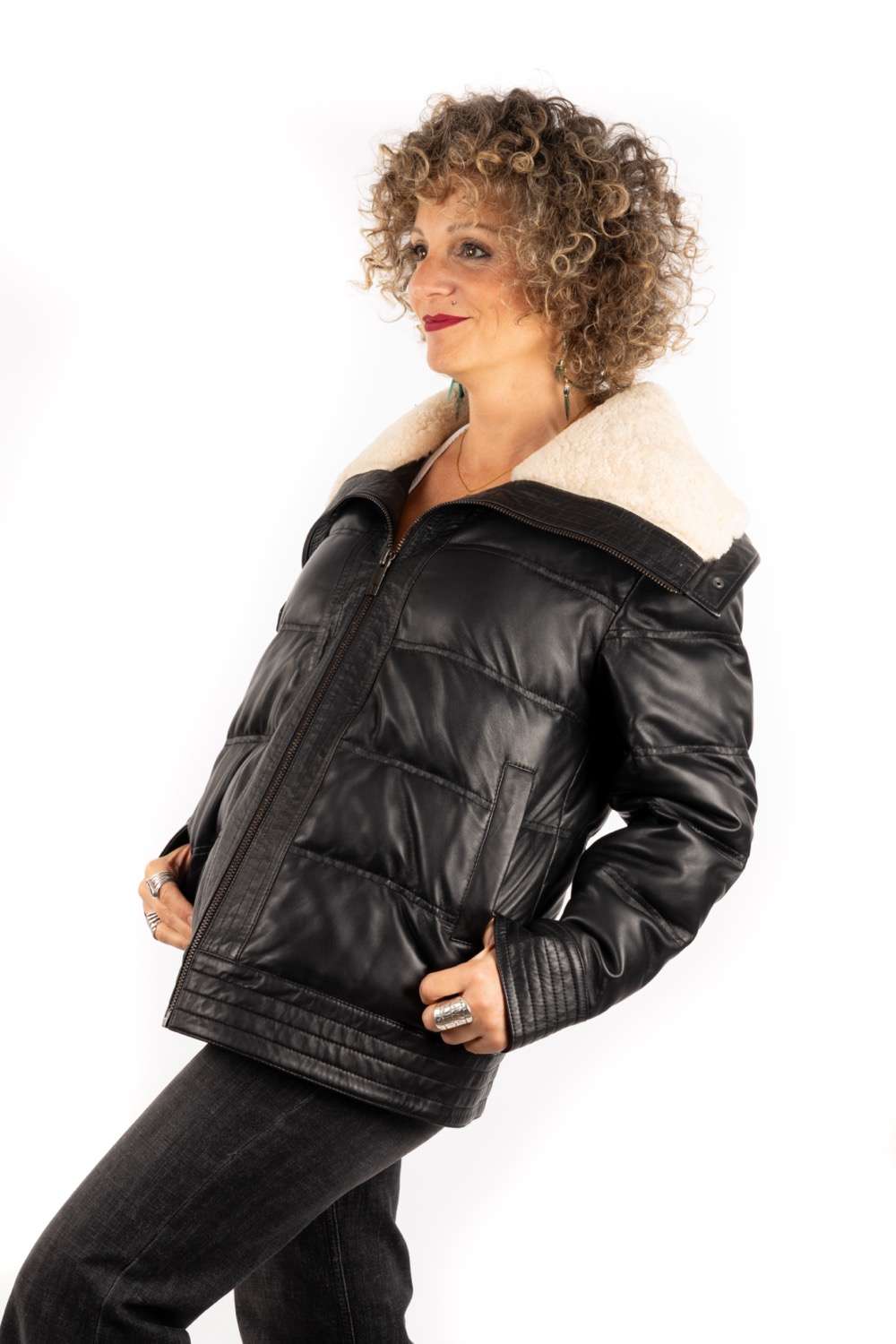 Chaqueta acolchada de piel VALERIA