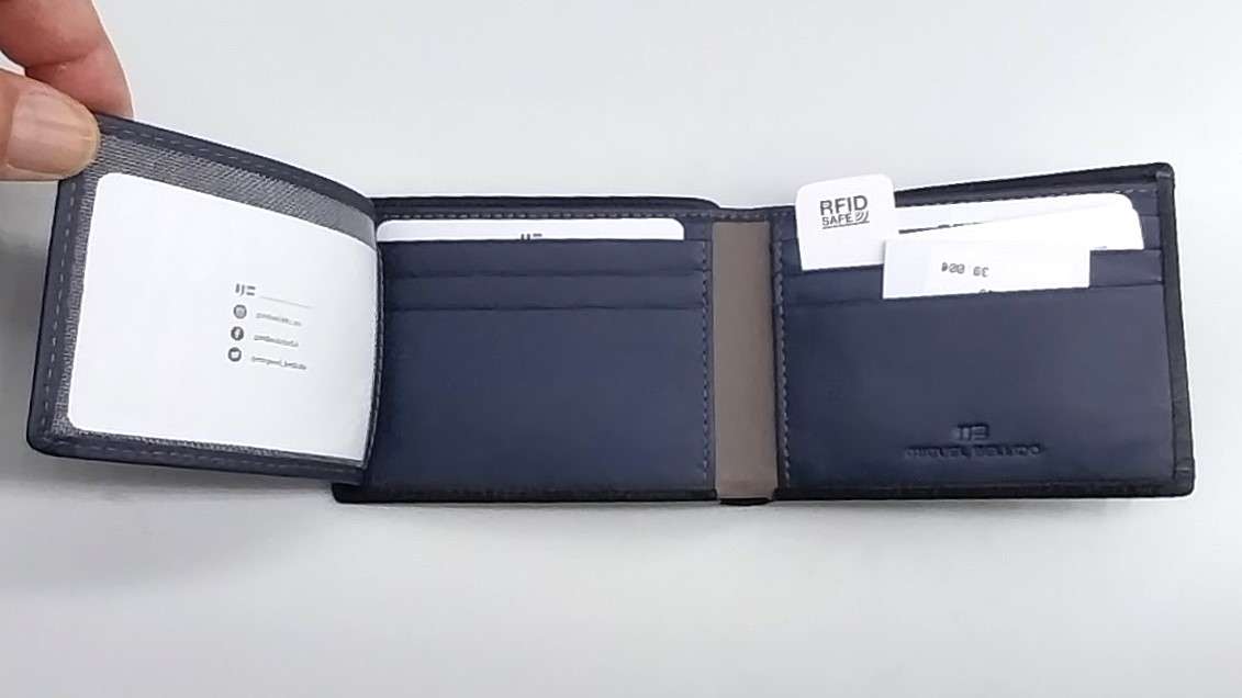 Billetera de piel vacuna para hombre con interior multicolor