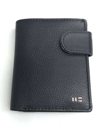 Billetera de piel vacuna para hombre con broche de seguridad