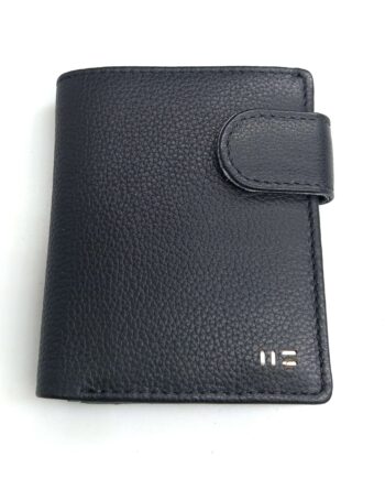 Billetera de piel vacuna para hombre con broche de seguridad