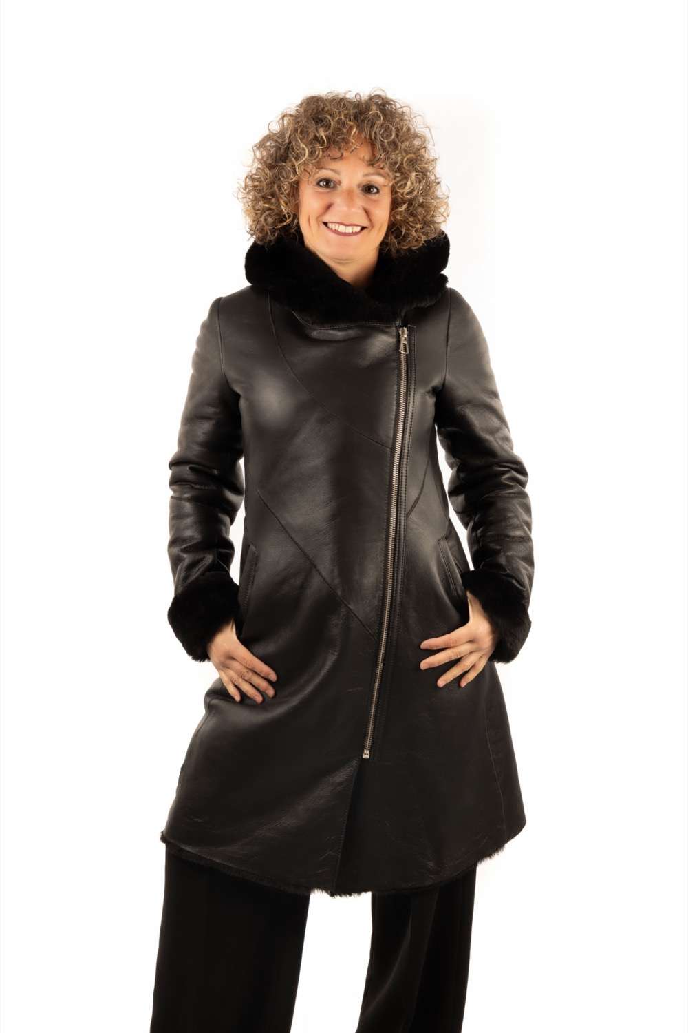 Abrigo doble faz napado para mujer estilo levita cruzada SOL