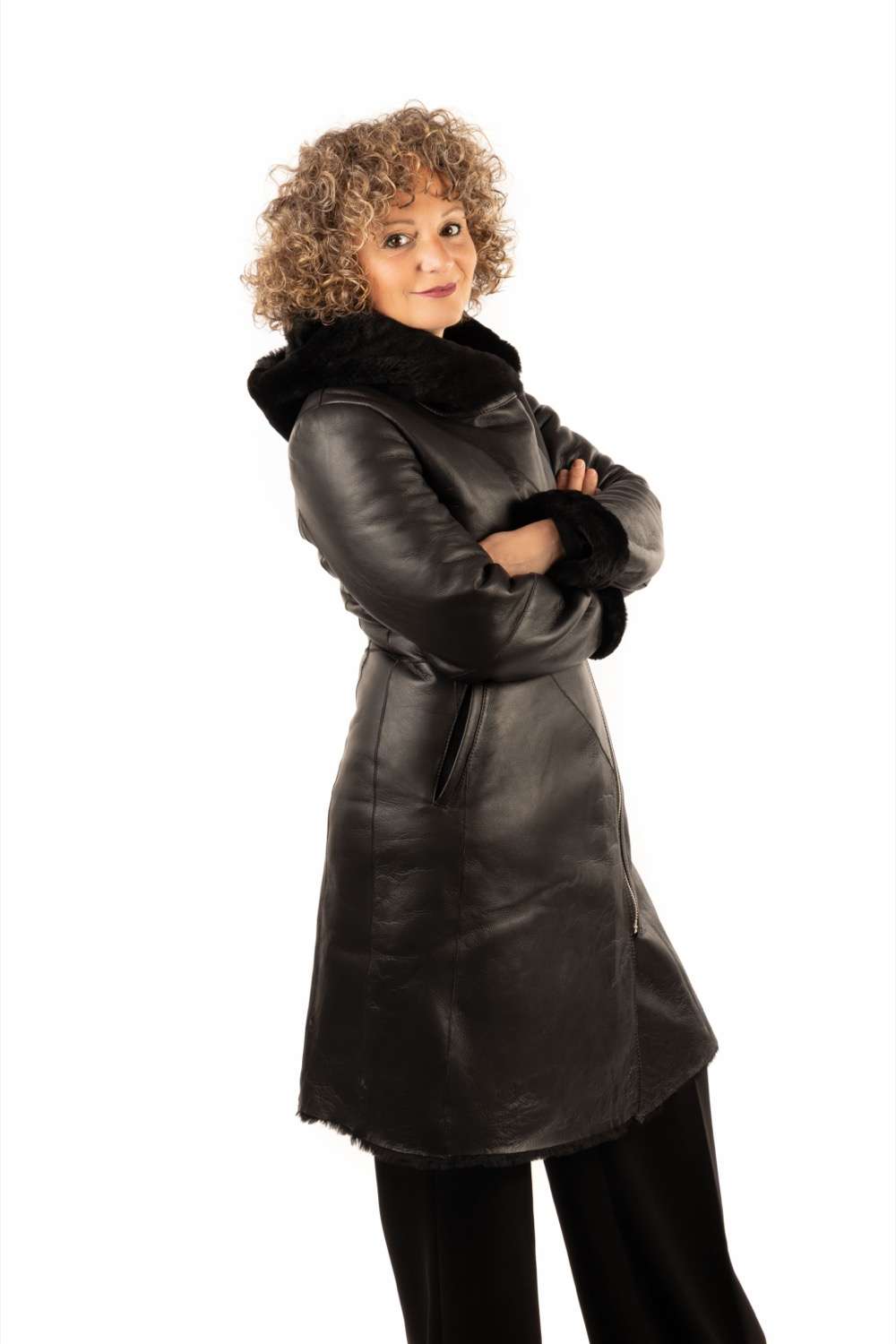 Abrigo doble faz napado para mujer estilo levita cruzada SOL