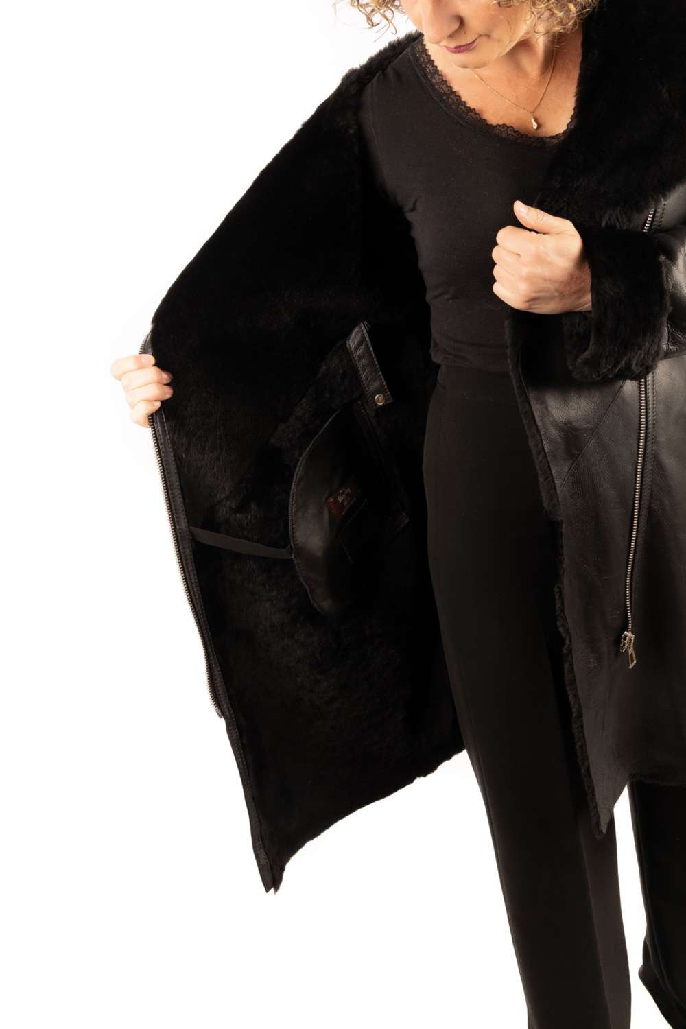 Abrigo doble faz napado para mujer estilo levita cruzada SOL