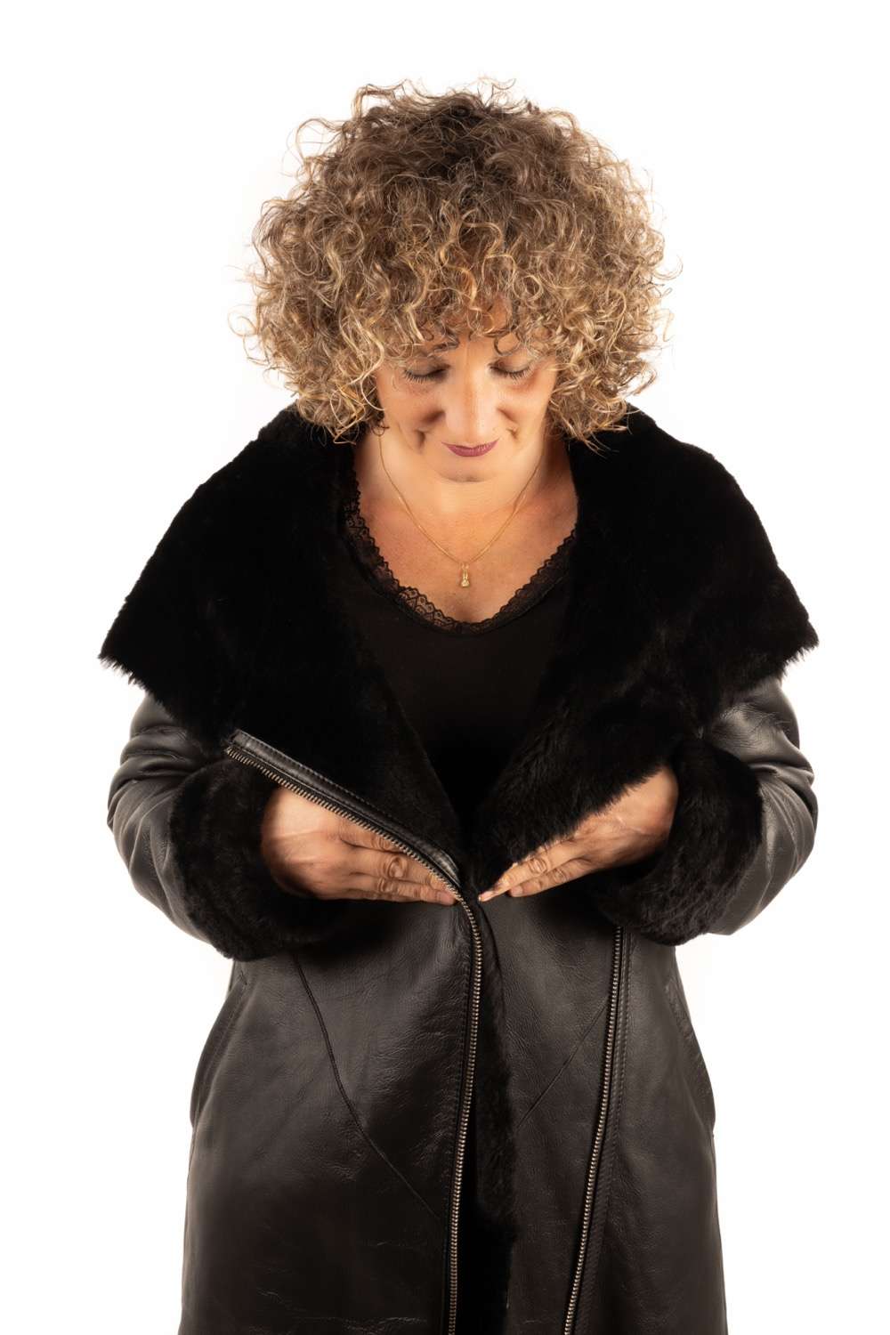 Abrigo doble faz napado para mujer estilo levita cruzada SOL