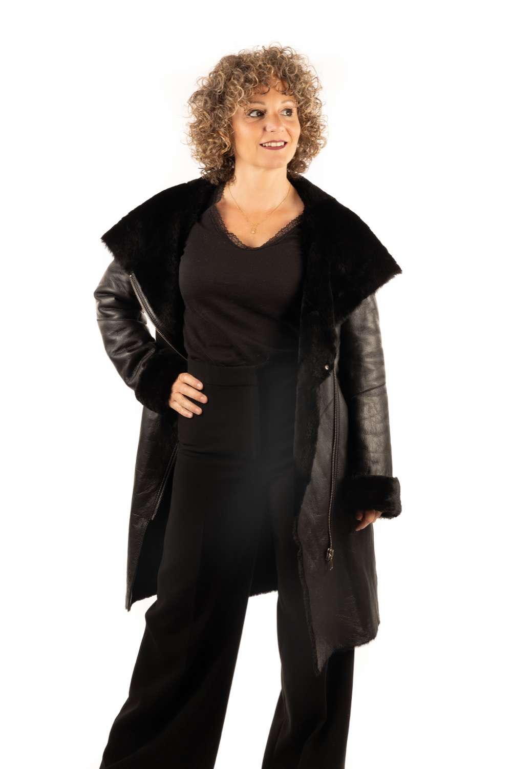 Abrigo doble faz napado para mujer estilo levita cruzada SOL