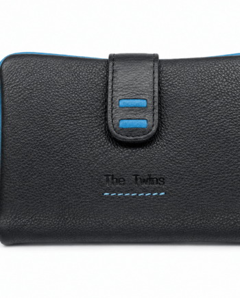 Billetero de Piel Vacuna RFID para Mujer Negro y Azul
