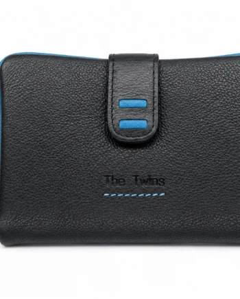 Billetero de Piel Vacuna RFID para Mujer Negro y Azul