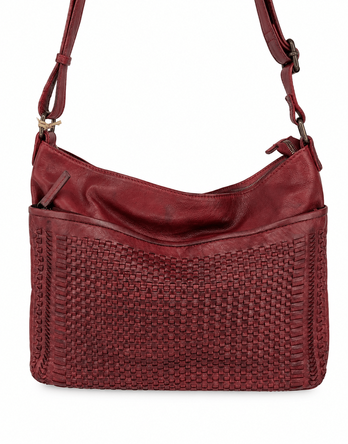 Bolso bandolera de piel vacuna trenzada a mano