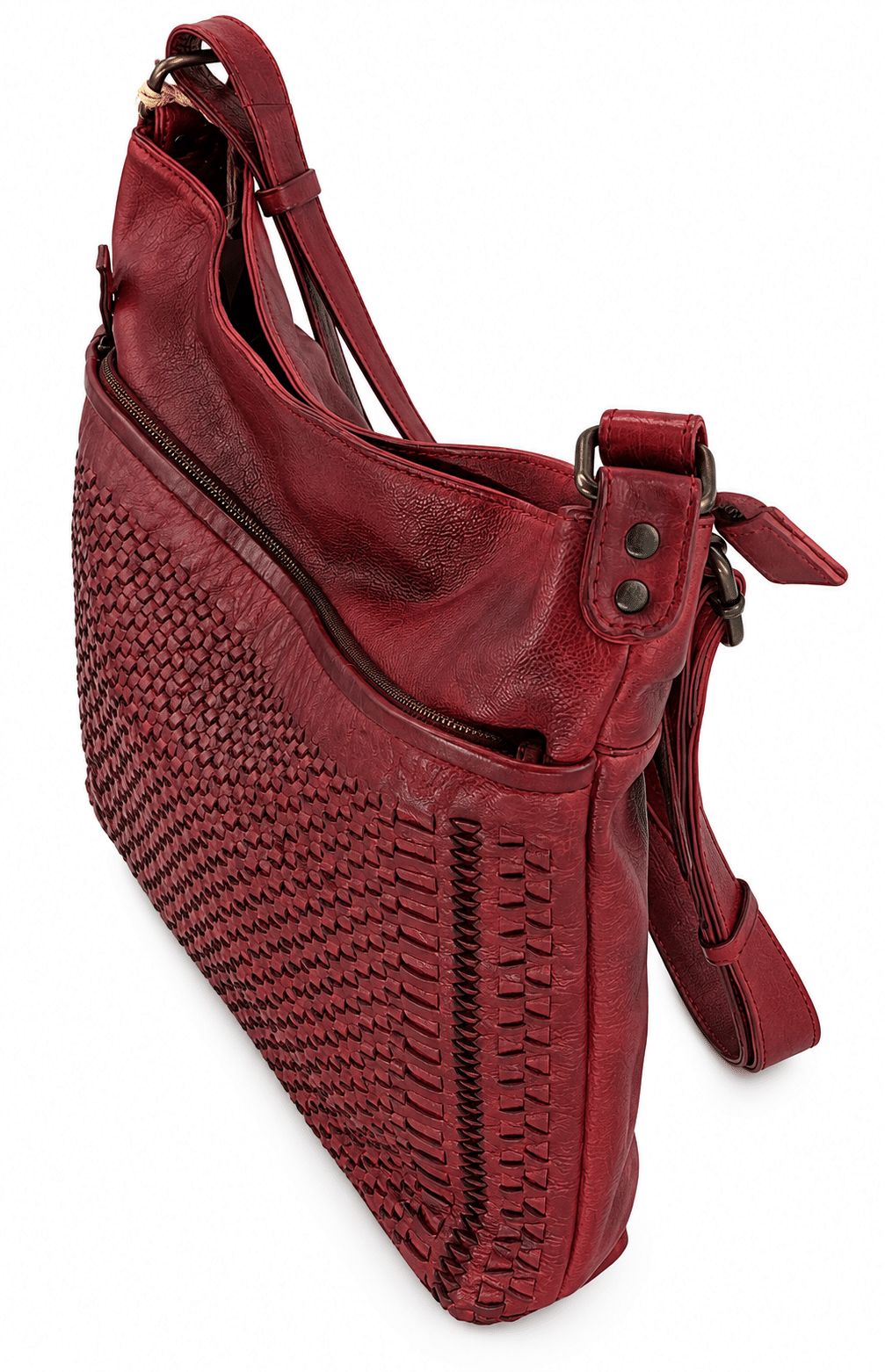 Bolso bandolera de piel vacuna trenzada a mano