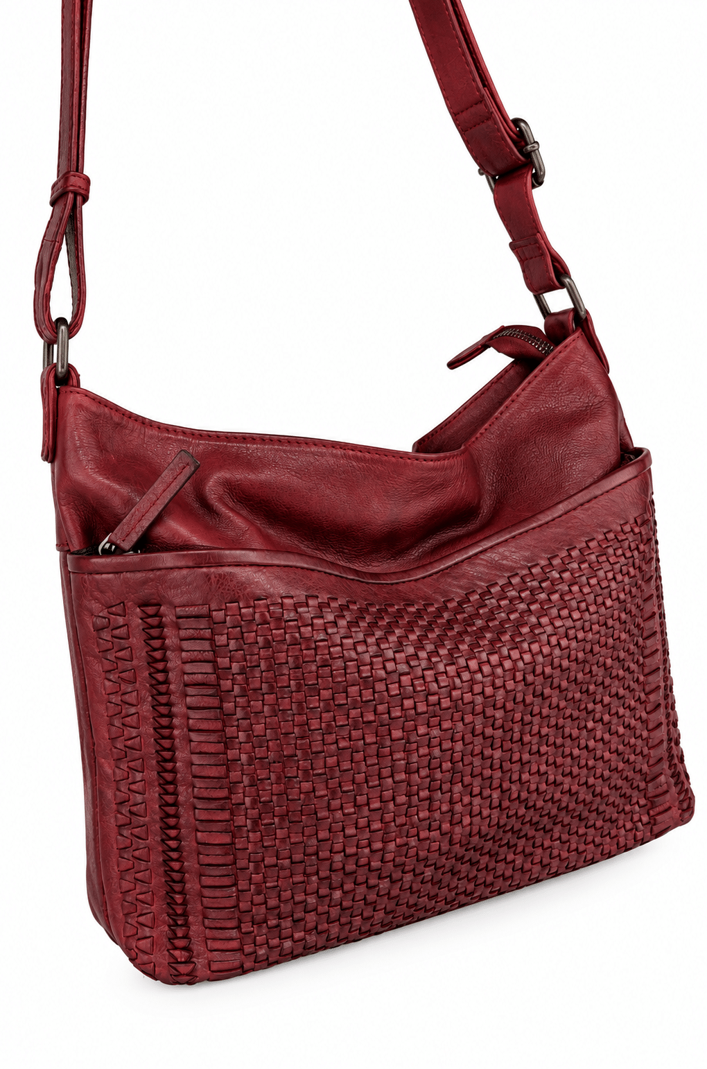Bolso bandolera de piel vacuna trenzada a mano