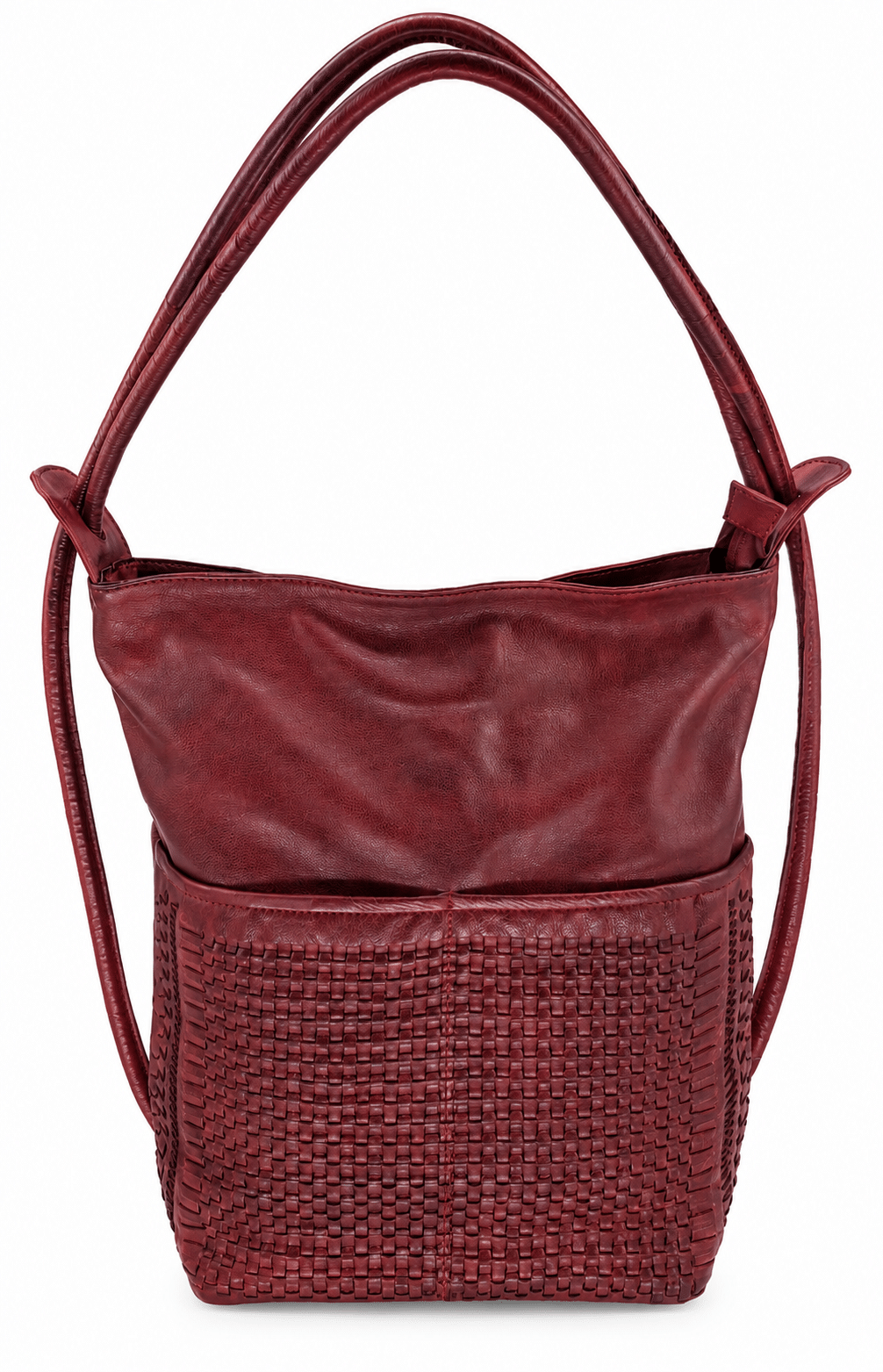 Bolso de piel trenzada a mano con doble función