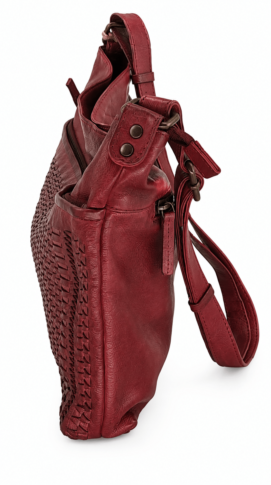 Bolso bandolera de piel vacuna trenzada a mano
