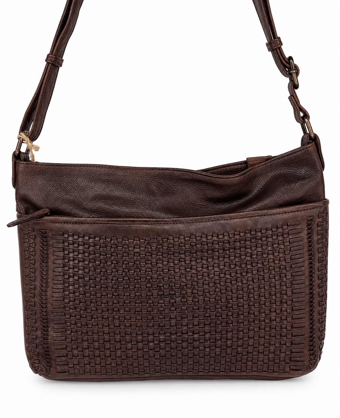Bolso bandolera de piel vacuna trenzada a mano