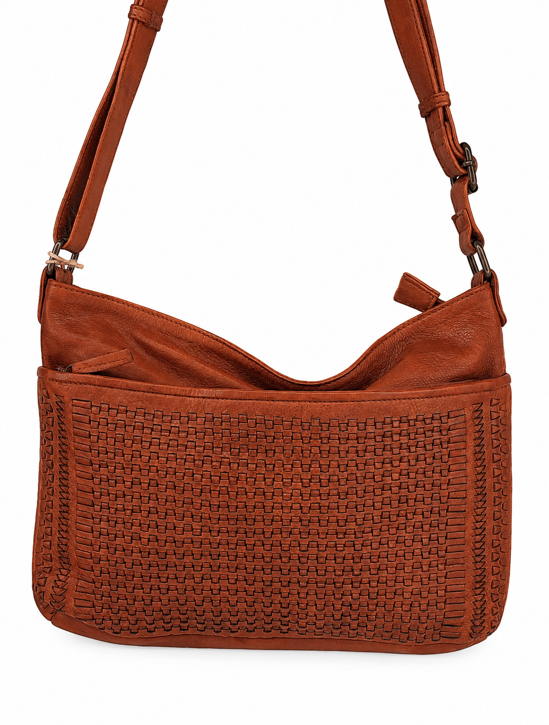 Bolso bandolera de piel vacuna trenzada a mano