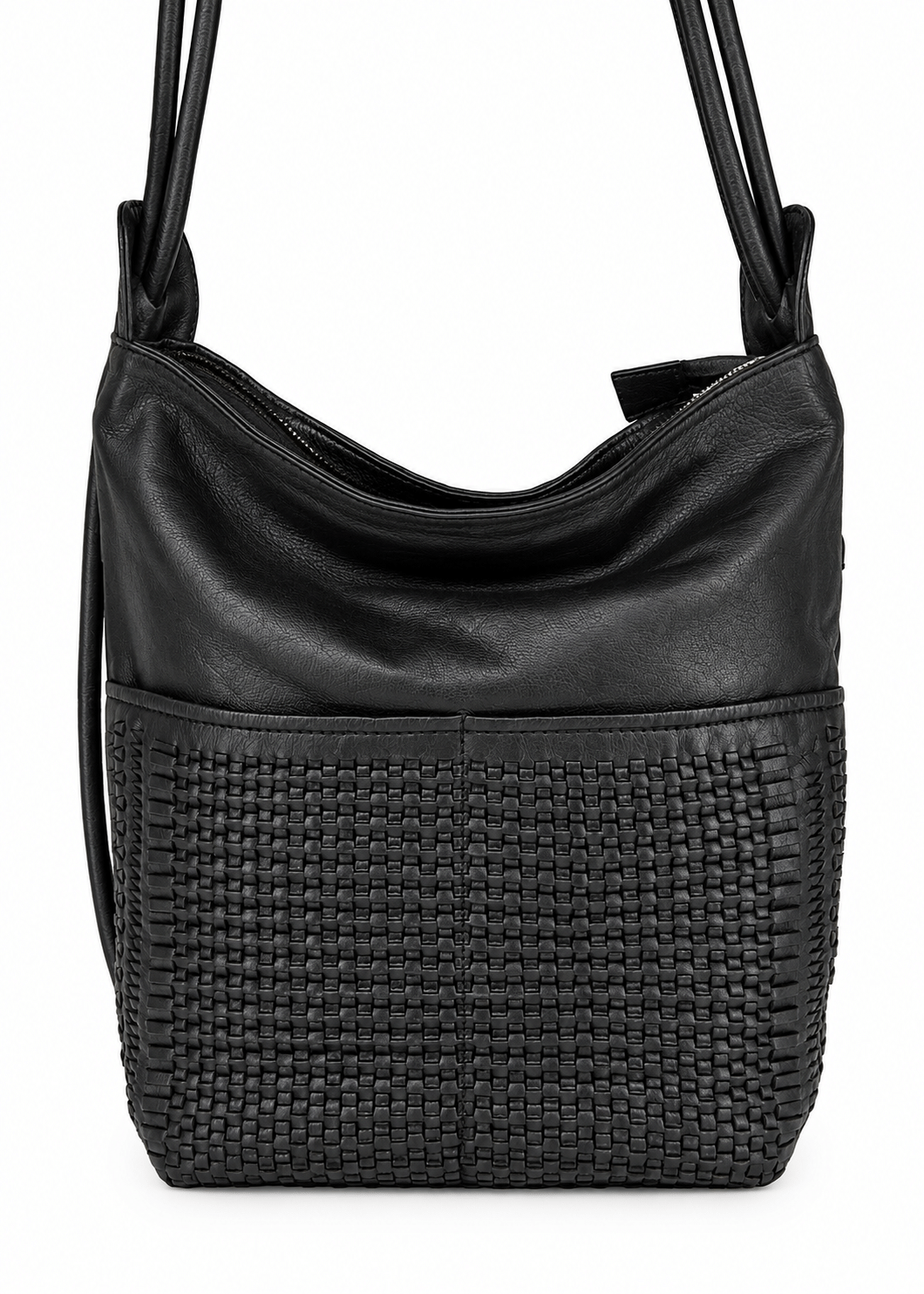 Bolso de piel trenzada a mano con doble función